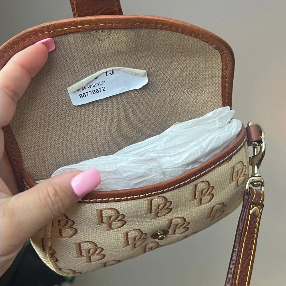 Dooney & Bourke Beige and Brown Monogram Wristlet - Picture 5 of 6